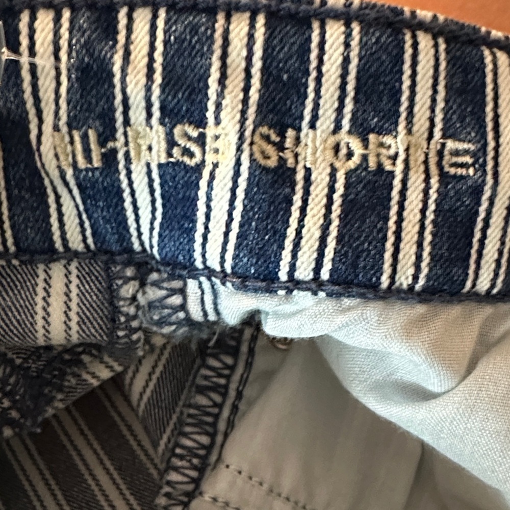 American Eagle Outfitters Hi-Rise Shortie Striped Jean Shorts - Picture 8 of 9